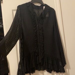 Sheer black Zara blouse size L